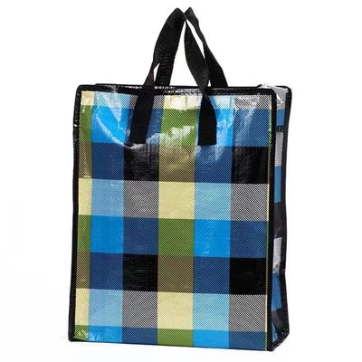 Renkli Laminasyonlu Pp Kumaşlı Çantalar Biyolojik Bozulma Zip Alışveriş Çantası Kumaşlı 50cm