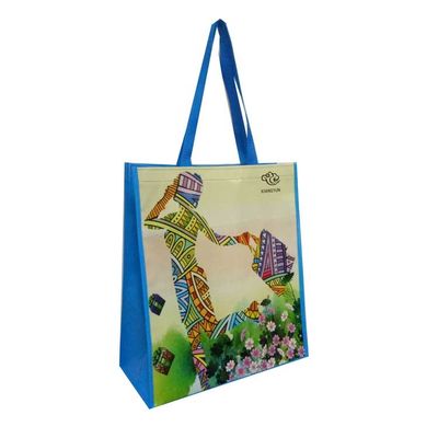 30 ila 50 cm geri dönüştürülebilir Pp dokuma alışveriş çantası özel tekrar kullanılabilir market çantası