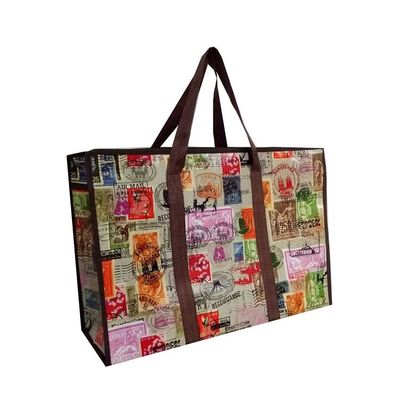 30 ila 50 cm geri dönüştürülebilir Pp dokuma alışveriş çantası özel tekrar kullanılabilir market çantası